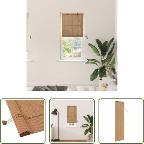 Store en bambou - Store enrouleur avec des rideaux Marron 60 x 220 cm Bambou (1/5)
