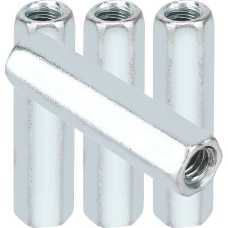 4 pièces M10 x 40mm Écrou Long M10 – Manchon fileté galvanisé M10, écrou à Manchon M10, Anti-Corrosion pour Tige filetée M10 (1/2)