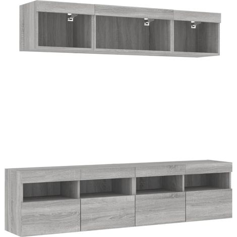 5 Piece TV Wall Units with LED Grey Sonoma Engineered Wood vidaXL (1/5)