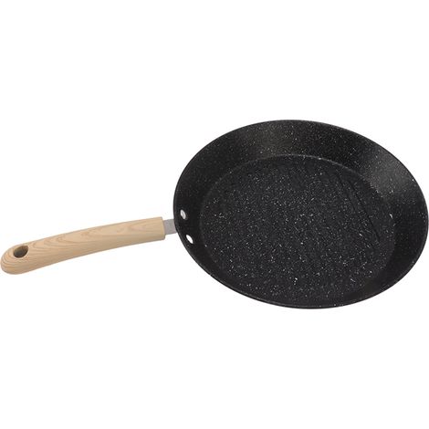 Poêle ronde universelle antiadhésive à fond plat en fonte, idéale pour la viande, les steaks, le poisson et le petit-déjeuner. (1/5)