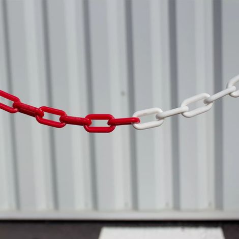 Mètre de chaîne en plastique (blanc/rouge) pour poteaux et bornes (1/2)