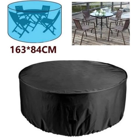 Schutzbezug für Gartenmöbel aus 210D Oxford-Stoff, Rundformat Ø163 x 84 cm (1/4)