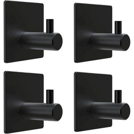 Set di 4 ganci adesivi 3M, ganci da parete autoadesivi in acciaio inossidabile, gancio portasciugamani da cucina in acciaio inossidabile, portasciugamani da cucina, ganci adesivi 3M, gancio nero per b (1/5)