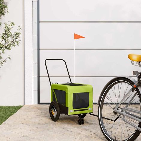 vidaXL Remolque de bicicleta mascotas hierro tela Oxford verde negro (1/5)