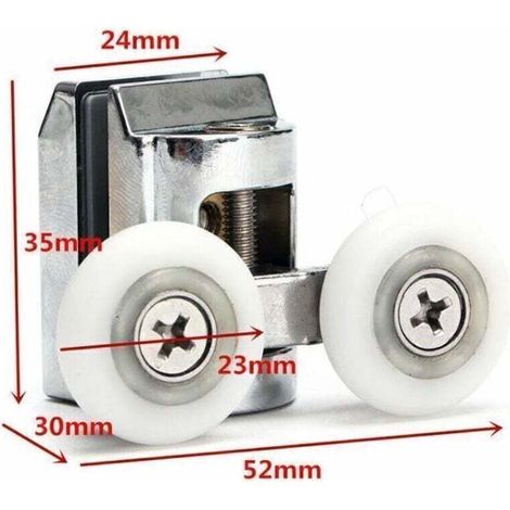 Lot de 4 roulettes de porte de douche de 23 mm Rouleau pour Coulissante Porte Douche (1/4)