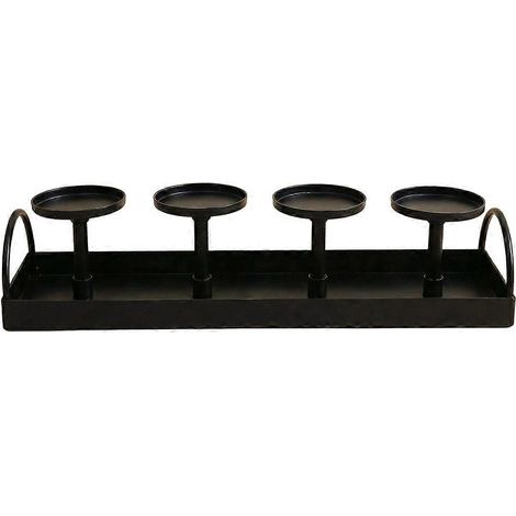 Moderner schwarzer Metallkerzenständer für mehrere Kerzen, ideal für Esszimmer oder Bar. (1/5)