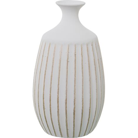 Vase Rainures Céramique 39 Cm Blanc Mat/Or °21X39 Cm (1/3)