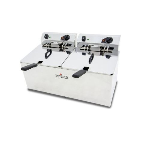 Friteuse électrique - 12+12L - Double cuve - Sans robinet - Triphasée - Arilex (1/2)