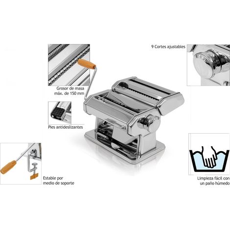 Máquina para hacer pasta con grosor ajustable, acero inoxidable