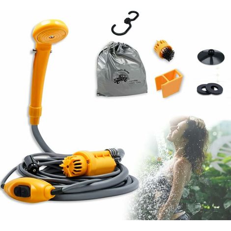 JKWG Douche de camping 12 V avec pompe submersible - Douche portable - Avec adaptateur de voiture de 5 m et tuyau de 2 m - Pour camping, voyage, voiture (1/5)
