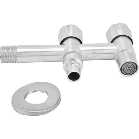 Robinet Machine à Laver Acier Inoxydable 1 Entrée 2 Sorties pour Salle de Bain Balcon (1/5)