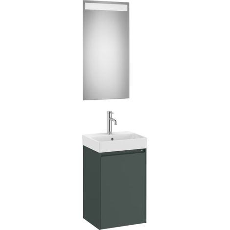 MUEBLE LAVABO CENTRADO 400X320 ONA COMPACT 1 PUERTA + ESPEJO LED VERDE MATE
