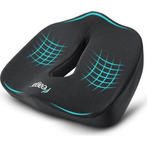Cuscino per sedia in memory foam - Cuscino ergonomico per coccige per sedile auto, sedile del conducente, cuscino per sciatica, nero (1/4)