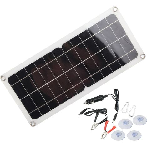 Panneau Solaire - Mono 10W 12V USB - Silicium Monocristallin ABS IP65 42x19cm Chargeur Batterie Voiture (1/5)