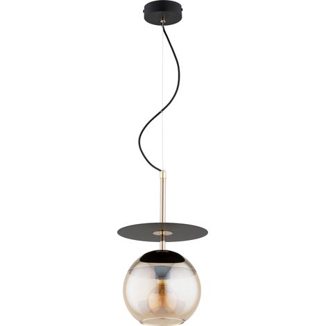 Suspension loft noire-or boule ambre E27 QEENCY Alfa (1/2)
