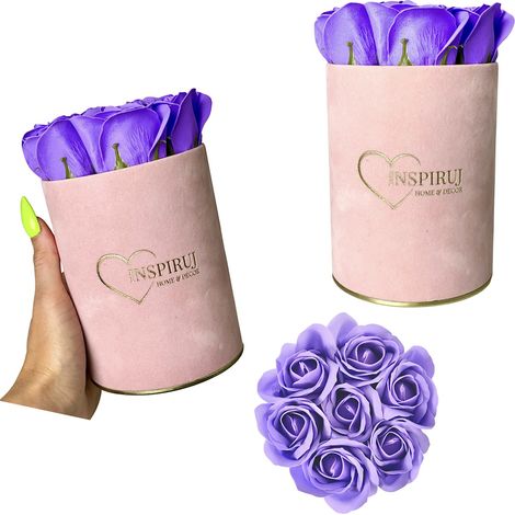 Flowerbox Inspiruj - Scatola rosa con rose di sapone - n. 5 Viola (1/5)