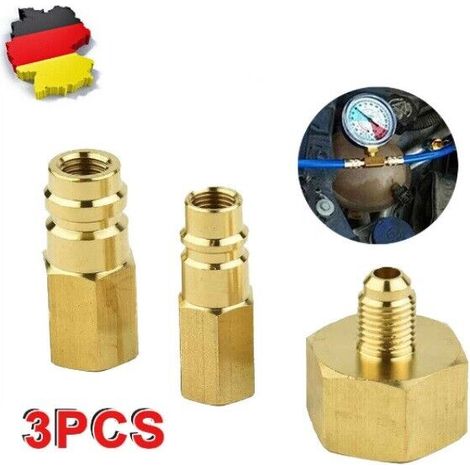 1 Ensemble adaptateur, conversion R12 vers R134a, raccord laiton W21.8 vers 1/4 pouce, pour climatisation automobile (1/5)