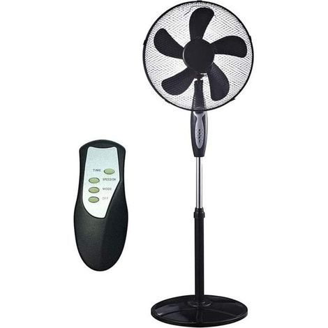 Ventilatore a piantana da terra con telecomando timer 5 pale 45w nero oscillante