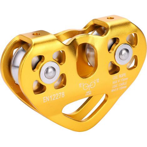 Doppelrolle 30 kN, Kletterrolle, Seilwinden-Rettungsseilwagen, Outdoor-Kletterausrüstung, Gold (1/5)
