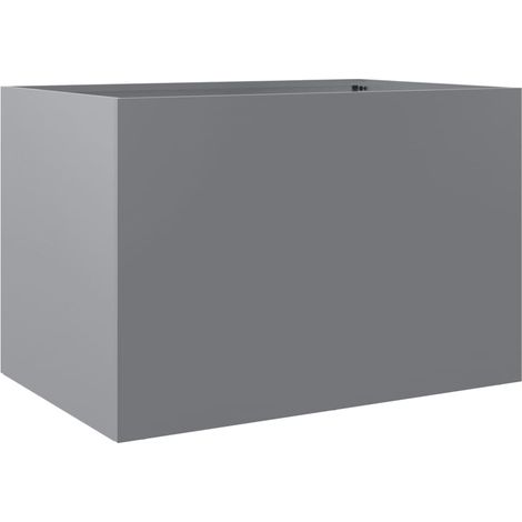 Macetero elevado bandeja plantas flores terraza jardín plateado 62 x 40 x 39 cm acero galvanizado Plata 020038076
