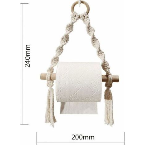 Porte-Papier hygiénique, Porte-Rouleau de Papier Toilette en macramé tissé pour Salle de Bain de Toilette(Sans crochet) (1/5)