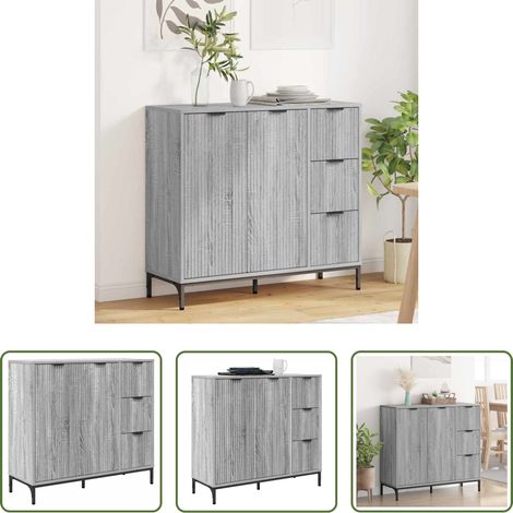 vidaXL Wohnzimmer - Sideboard Graues Sonoma 89,5 x 33 x 82 cm Holzwerkstoff (1/5)