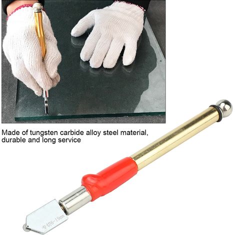 1 couteau à verre à poignée métallique avec rouleau, outil de coupe pour carrelage et miroir (couleur aléatoire) (1/5)