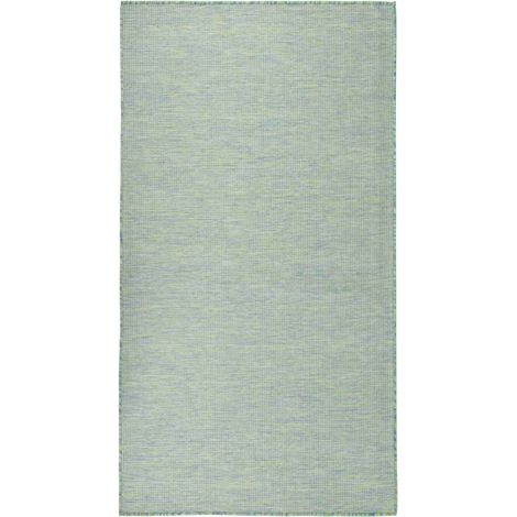 Tapis d'Extérieur Tissage Plat en Polypropylène Turquoise 80x150 cm pour Terrasse et Balcon - PANGIVO (1/5)