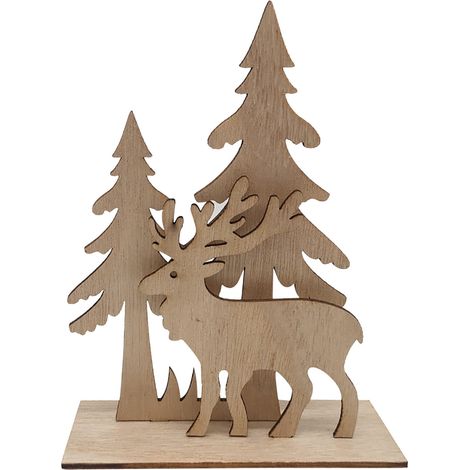 Ornement En Bois - Scène De Village De Noël - Décoration De Table Festive - Pour Arbre De Noël Et Intérieur - 1 Pièce (1/5)