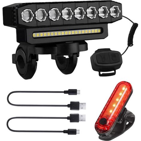 Faro anteriore per bicicletta con clacson - Ricaricabile - Impermeabile - LED (1/5)