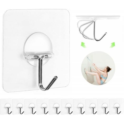 BEBUSINGOTO 12er-Pack Klebehaken zum Aufhängen von Handtüchern, Mänteln, Handtüchern, transparente, wasserdichte Haken für Badezimmer, Dusche, Küche, Schlüssel, Tür, Außenbereich (1/5)