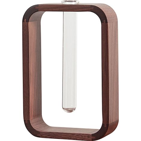 Vase en verre transparent en forme de tube à essai pour plantes hydroponiques, avec cadre en noyer. Support pour plantes aquatiques, support à fleurs, décoration de table, jardin, bonsaï, maison ou bu (1/5)