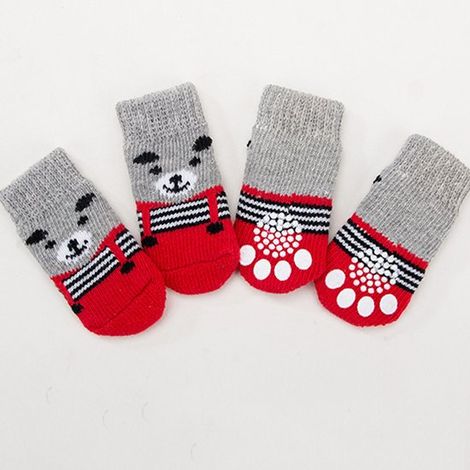 Confezione da 4 paia di calzini protettivi per le zampe dei cani. Calzini per cani carini e alla moda. Calzini antiscivolo. Calzini morbidi e caldi. Prevengono lesioni alle zampe. (1/5)