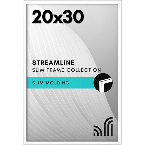Cadre photo blanc de 50,8 x 76,2 cm, bordure fine avec plexiglas poli, cadre photo mural avec matériel de suspension pour affichage horizontal ou vertical (1/5)