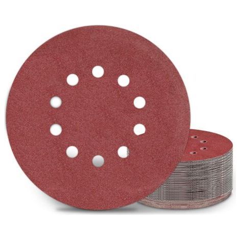 Disques de ponçage de 225 mm, 25 pièces, grain P120, 10 trous, disques de ponçage ronds de 225 mm, papier de verre pour ponceuses à cloisons sèches et ponceuses Giraffe. (1/5)