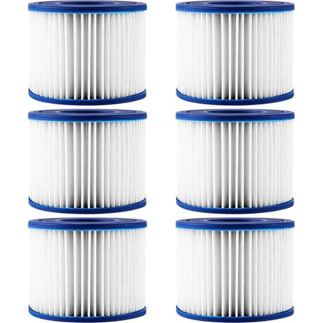6 Pièces Filtre Spa VI pour Spa Gonflable, Filtre Cartouche pour Bestway, Lay-Z-Spa Vegas/Monaco/Palm Springs, Hauteur 79mm, Diamètre Ext. 105mm, Int. 50mm, Matériau PU Durable (1/5)
