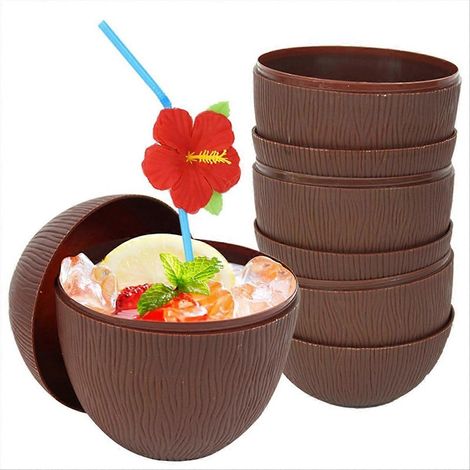 Décoration de fête d'anniversaire hawaïenne tropicale estivale avec coupes en noix de coco - B (1/5)