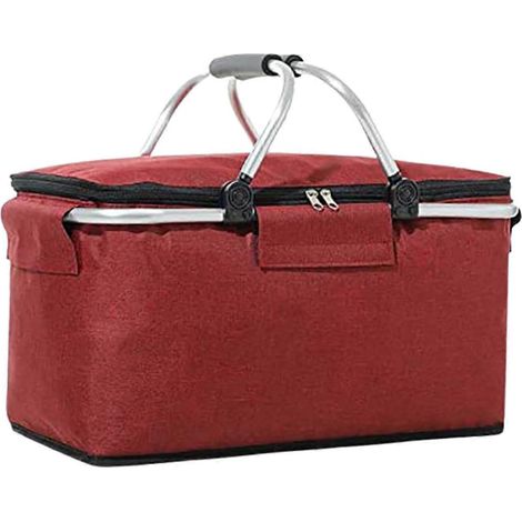 Panier de pique-nique pliable et portable, idéal pour les courses, les voyages, le camping et les provisions. Sac isotherme avec cadre en aluminium durable et léger. Glacière légère.
