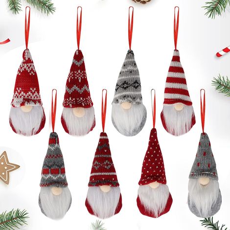 DOLASO GNOME Weihnachtsmann (8er-Set), Elfen-Plüschtier 16 x 6 cm, schwedische, gesichtslose Puppe, hängende Weihnachtsbaum-Tischdekoration (1/5)