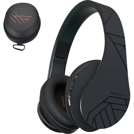 Cuffie wireless PowerLocus nere con Bluetooth, slot microSD e radio FM. (1/5)