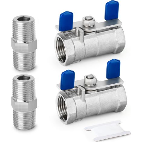 2 PCS 1 sur 2 BSP Female Mini Ball Valve Shut Off Switch 304 stainless steel fittings for water air and industrial use (1/4)