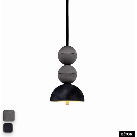 Lampe de suspension en béton velours - BOSFOR CONCRETE VELVET ANTHRACITE 2 BALLES LED 14W (1/2)
