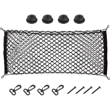 Filet de rangement élastique réglable pour coffre de voiture, filet de rangement pour coffre, ajustement universel pour voiture, véhicule, SUV (35,4" x 15,8")