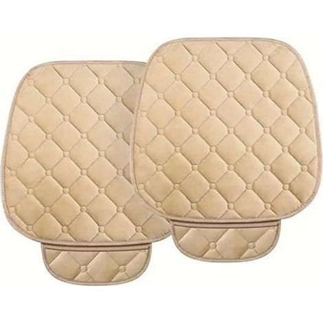 2 housses de siège auto en peluche, confort thermique hiver/été, poche avant intégrée, universelles pour voitures, bureaux et intérieurs