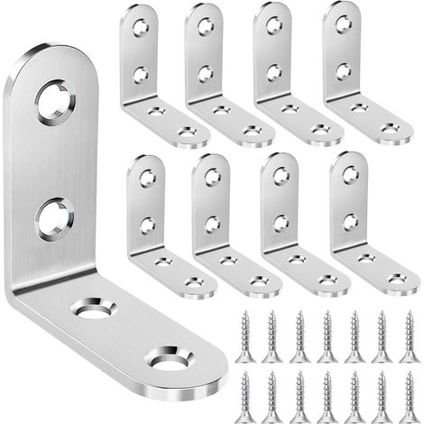 20 conectores de esquina de acero inoxidable de 90 grados, 40 x 40 mm, con 80 tornillos para montaje en esquinas de muebles, mesas, sillas y estanterías (plateado).