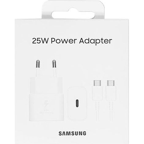 Chargeur rapide Samsung EP-T2510 3A 25W avec câble de données USB-C blanc (1/2)