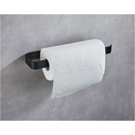 Porte Sopalin Mural Noir,31cm Porte Essuie Tout Mural Auto-Adhésif ou à Percer,Support Sopalin Space en Aluminium pour C Étiquette (1/4)