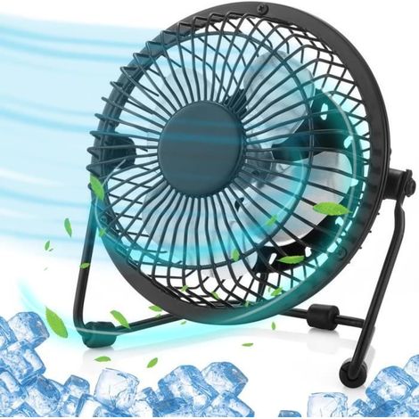 Mini Ventilateur - - Noir - USB-A - Silencieux - Réglable 360°
