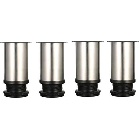 verstellbare Füße, 8 cm hoch, verstärkte Möbelbeine, Tischbeine, Möbelfüße, gebürsteter Edelstahl, höhenverstellbar 0–15 mm mit Edelstahlschrauben (1/5)