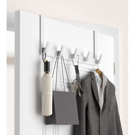 Türhaken mit verlängertem Arm, Aufbewahrungsmöglichkeit für Accessoires, Handtuchhalter fürs Badezimmer – 1 Stück, Weiß (1/5)